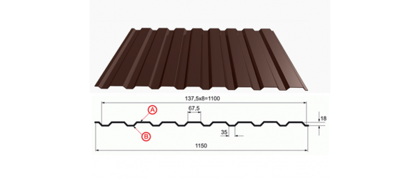 Профнастил коричневый оцинкованный  RAL 8017 С-20 купить недорого в Ледово